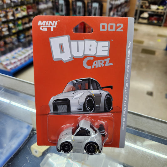 MiniGT - Qube Carz - Nissan GT-R R35 LB Liberty WORKS Type 1, Rear Wing Ver 1 Matte Grey