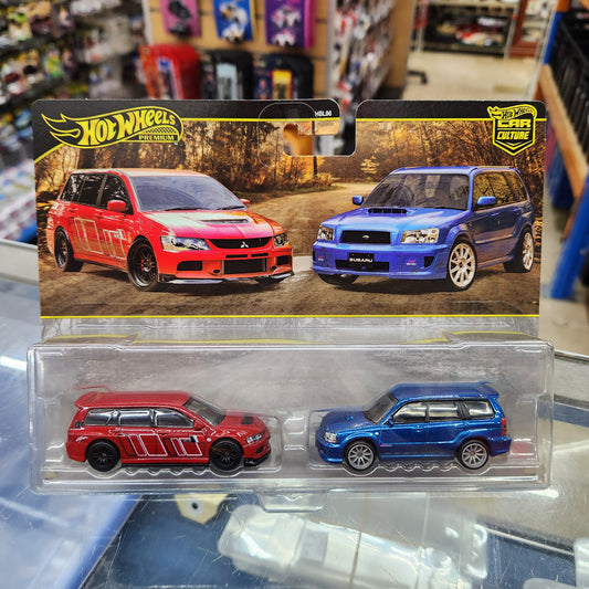 Hot Wheels Premium - Car Culture - 2 Pack - Mitsubishi Lancer Evo IX & 2004 Subaru Forester STI