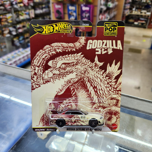 Hot Wheels Premium - Pop Culture (2026 Mix 1) - Nissan Skyline GT-R (BNR34) 'Godzilla'