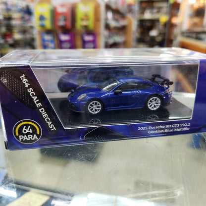 Para64 - 2025 Porsche 911 GT3 (992.2) Gentian Blue Metallic - 1:64 Scale