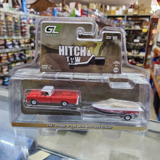 Greenlight - 'Hitch & Tow' Series 33 - 1967 Dodge D-100 with Boat/Trailer