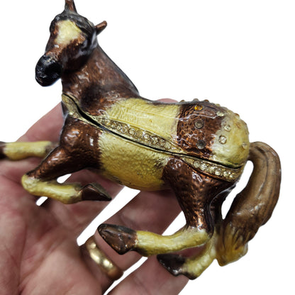 Metal Horse Shaped Jewellery Box - 11cm Long