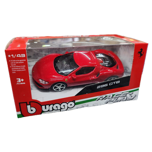 Bburago - Race and Play - Ferrari 296 GTB (Red) - 1:43 Scale
