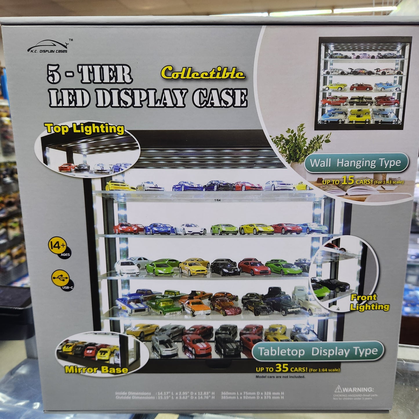 King Creations - 5 Tier Display Case with LED Lights (USB) - 1:64 / 1:43 Scale