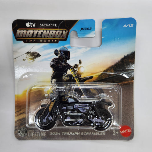 Matchbox - 'Matchbox: The Movie' - 2024 Triumph Scrambler Motorbike - Short Card