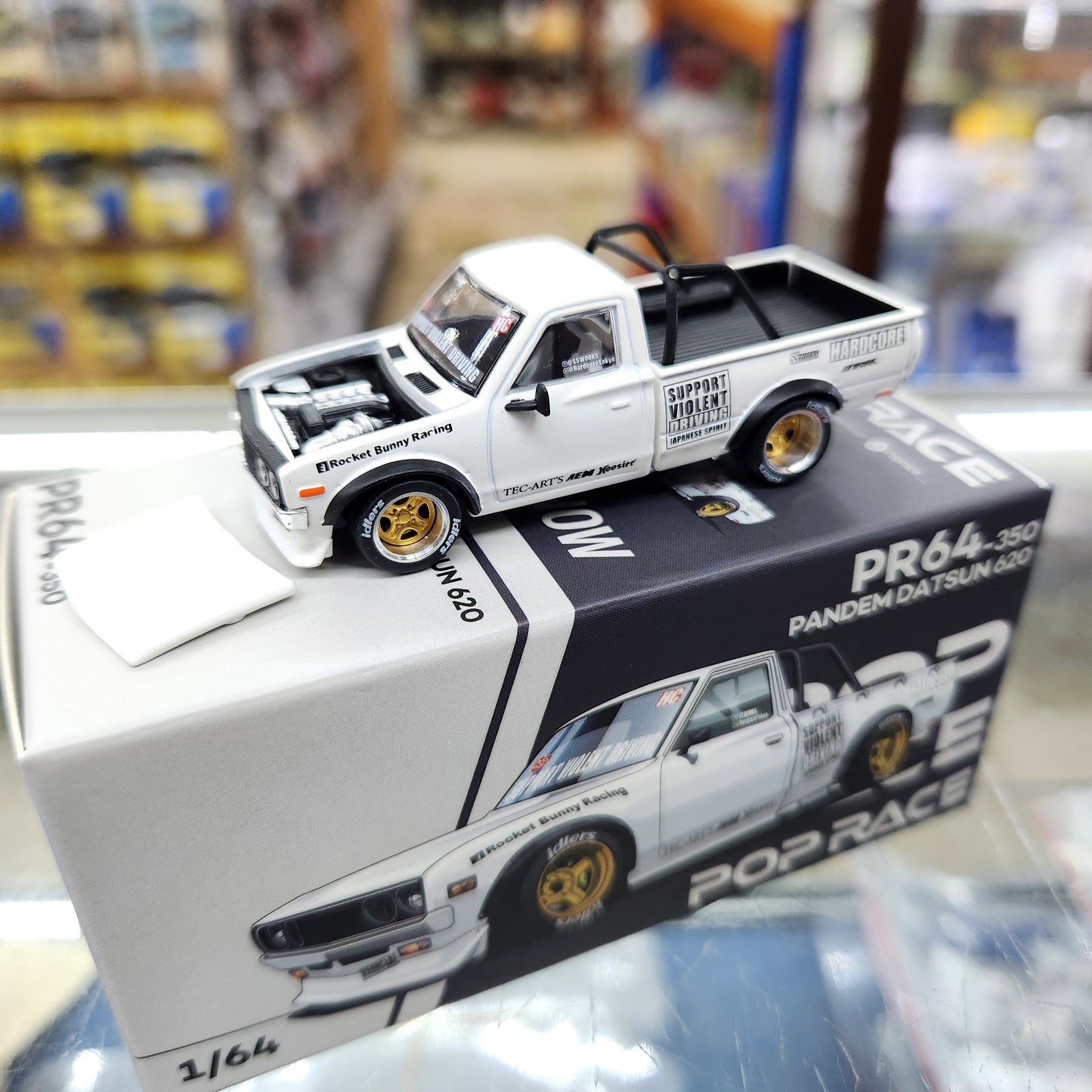 Pop Race - Pandem Datsun 620 'Rocket Bunny Racing' (White) - 1:64 Scale