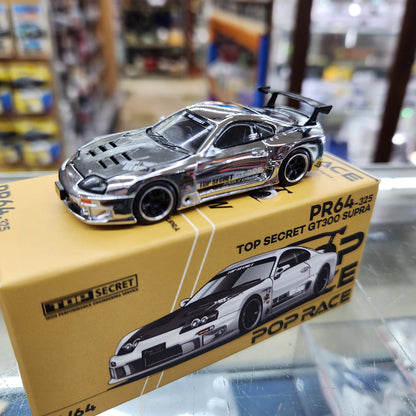 Pop Race - Toyota Supra GT300 'Top Secret' (Silver Chrome) - 1:64 Scale