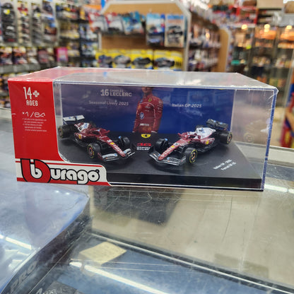 Bburago - Formula Racing - 2025 Scuderia Ferrari SF-25 Twin Pack - #16 Charles Leclerc