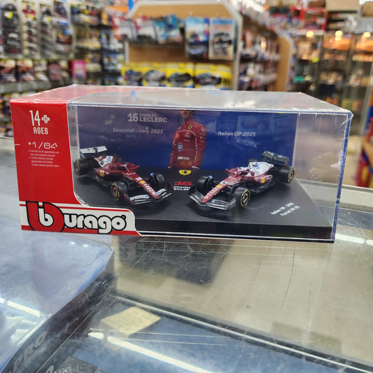 Bburago - Formula Racing - 2025 Scuderia Ferrari SF-25 Twin Pack - #16 Charles Leclerc