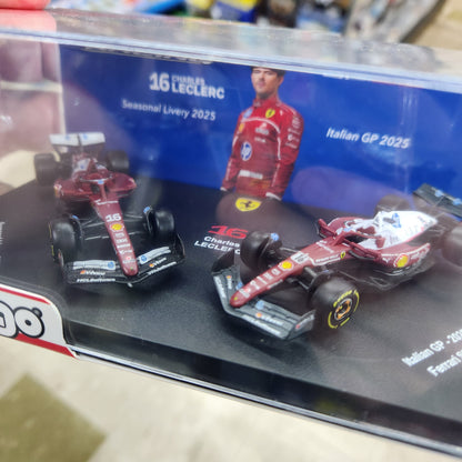 Bburago - Formula Racing - 2025 Scuderia Ferrari SF-25 Twin Pack - #16 Charles Leclerc