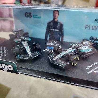 Bburago - Formula Racing - 2025 Mercedes AMG W16 - Twin Pack - #63 George Russell