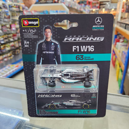 Bburago - Formula Racing - 2025 Mercedes AMG W16 with Collector Box - #63 George Russell