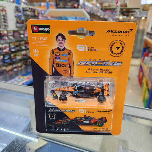Bburago - Formula Racing - 2025 McLaren MCL39 with Collector Box - #81 Oscar Piastri