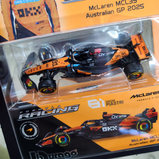 Bburago - Formula Racing - 2025 McLaren MCL39 with Collector Box - #81 Oscar Piastri
