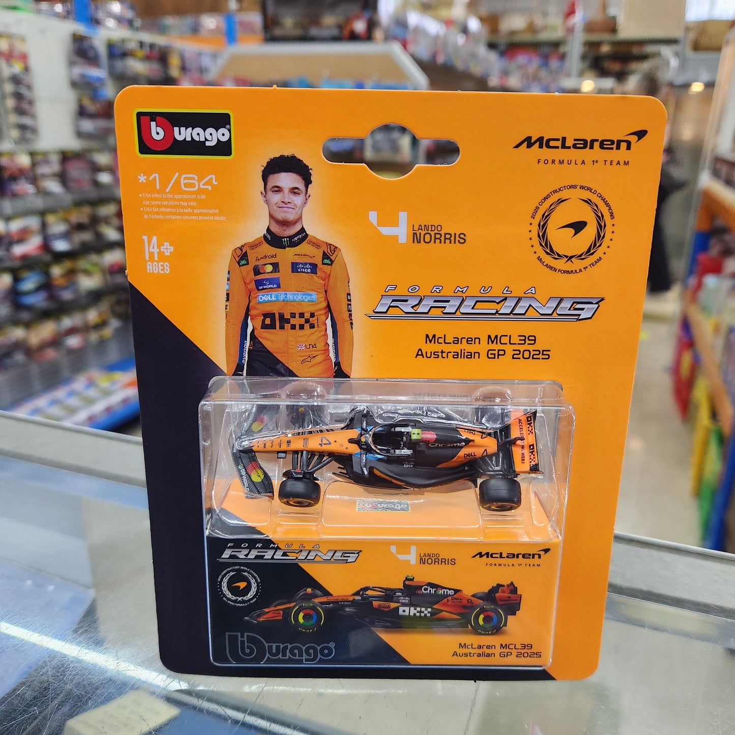 Bburago - Formula Racing - 2025 McLaren MCL39 with Collector Box - #4 Lando Norris