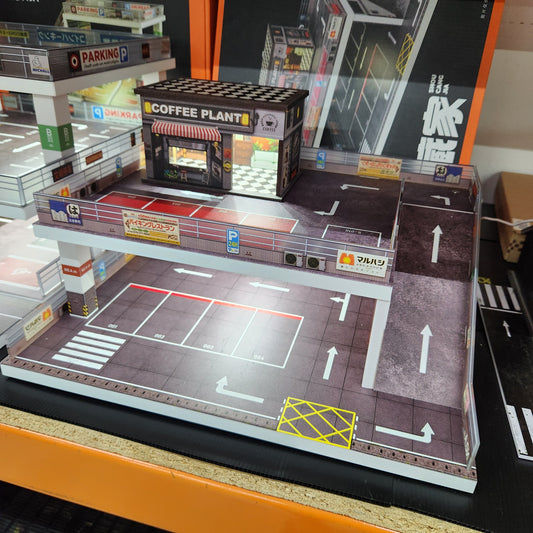 Diorama - 2 Level Parking Garage with Ramps and Cafe