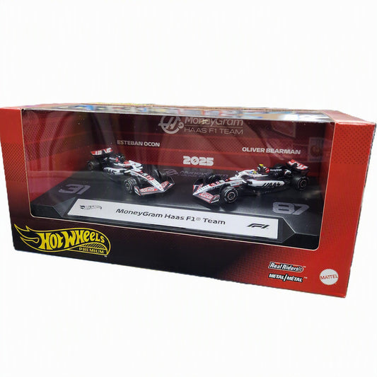 Hot Wheels Premium - 2025 Formula 1 Moneygram HASS F1 Team - 2 Pack (Mix 1)