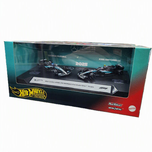 Hot Wheels Premium - 2025 Formula 1 Mercedes-AMG Petronas F1 Team  - 2 Pack (Mix 1)
