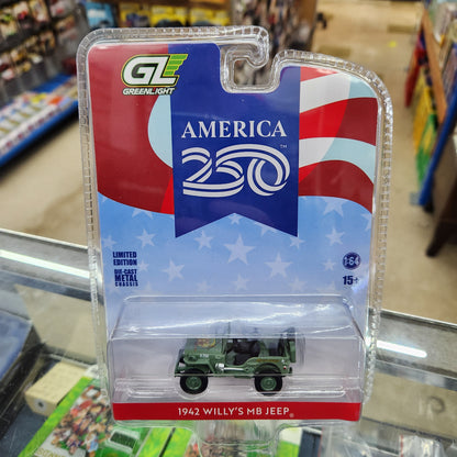 Greenlight - America 250 - 1942 Willys MB Jeep - 1:64 Scale