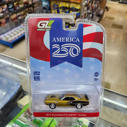 Greenlight - America 250 - 1971 Plymouth Hemi Cuda - 1:64 Scale