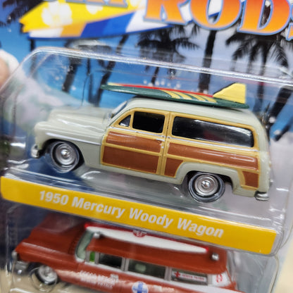 Johnny Lightning - Surf Rods R2 Ver B - 1950 Mercury Woody & 1959 Cadillac Ambulance