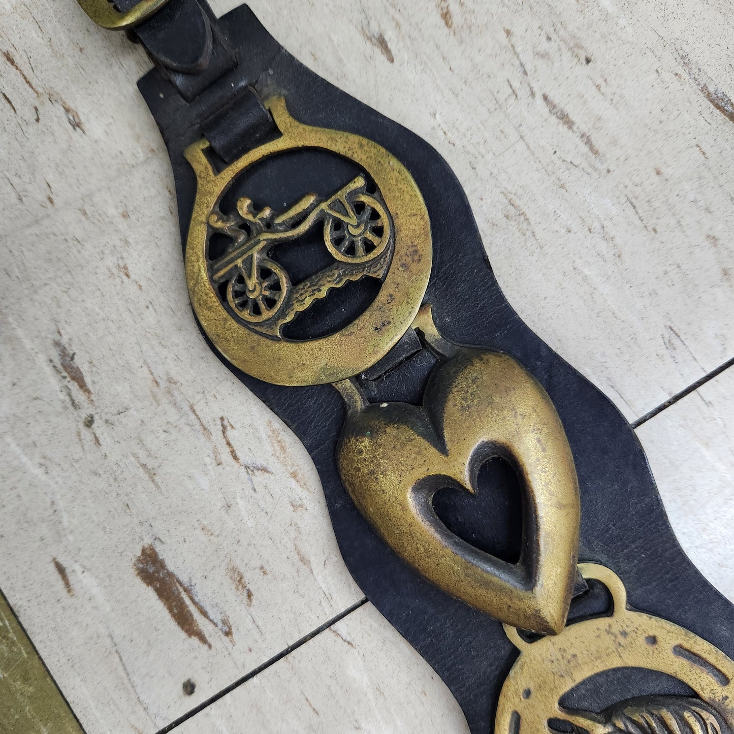 Vintage Horse Brass and Strap - Set of 6