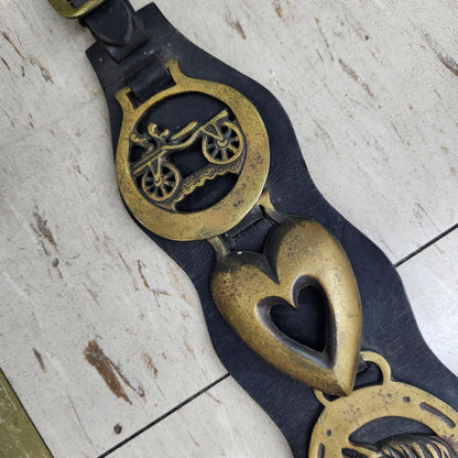 Vintage Horse Brass and Strap - Set of 6