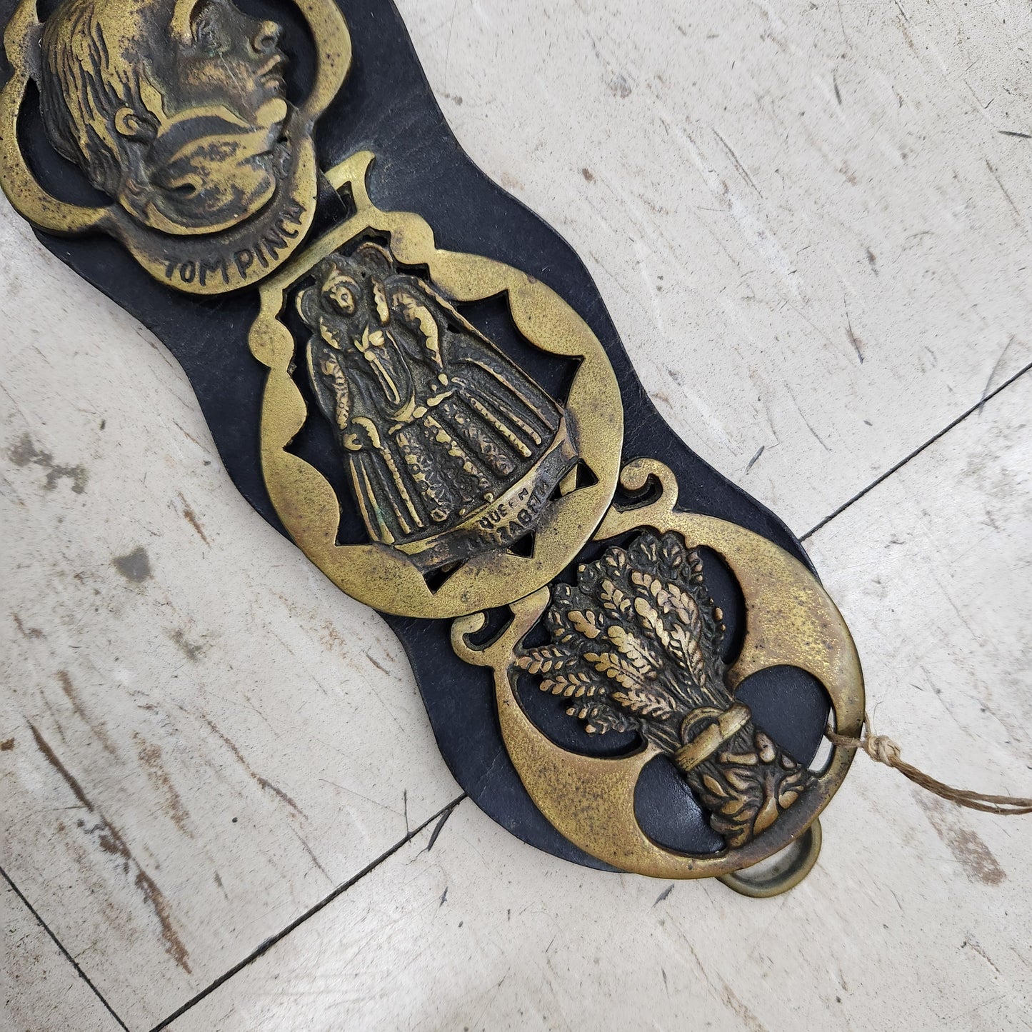 Vintage Horse Brass and Strap - Set of 6