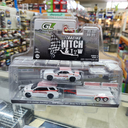 Greenlight - Racing 'Hitch & Tow' Series 6 - 2018 Dodge Durango & 2016 Dodge Challenger SRT with Trailer