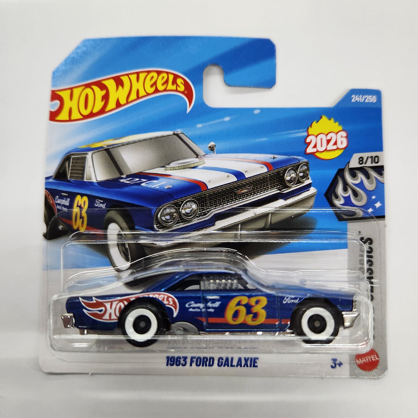 Hot Wheels - 1963 Ford Galaxie #63 (Blue) - Short Card