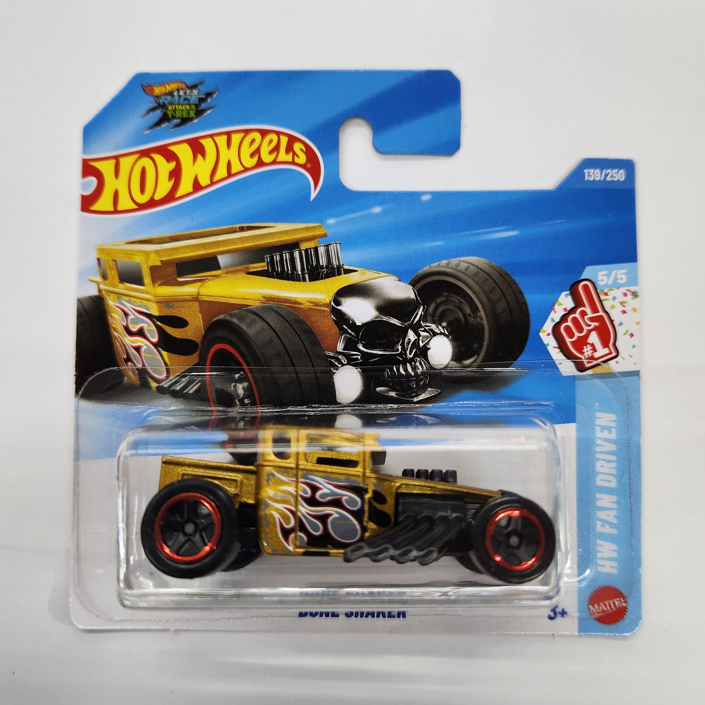 Hot Wheels - Bone Shaker (Gold with Flames) - Short Card