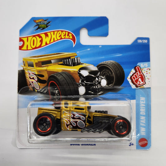 Hot Wheels - Bone Shaker (Gold with Flames) - Short Card