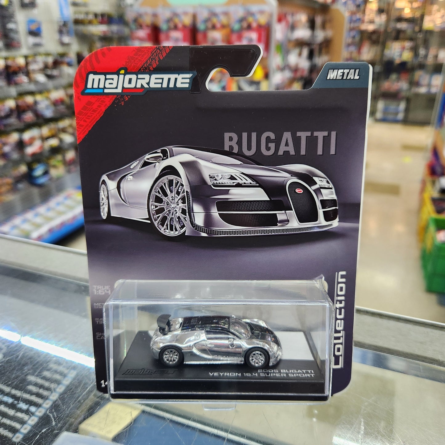 Majorette - Collection Series (Wave 5) - 2005 Bugatti Veyron 16.4 Super Sport (Chrome) - 1:64 Scale