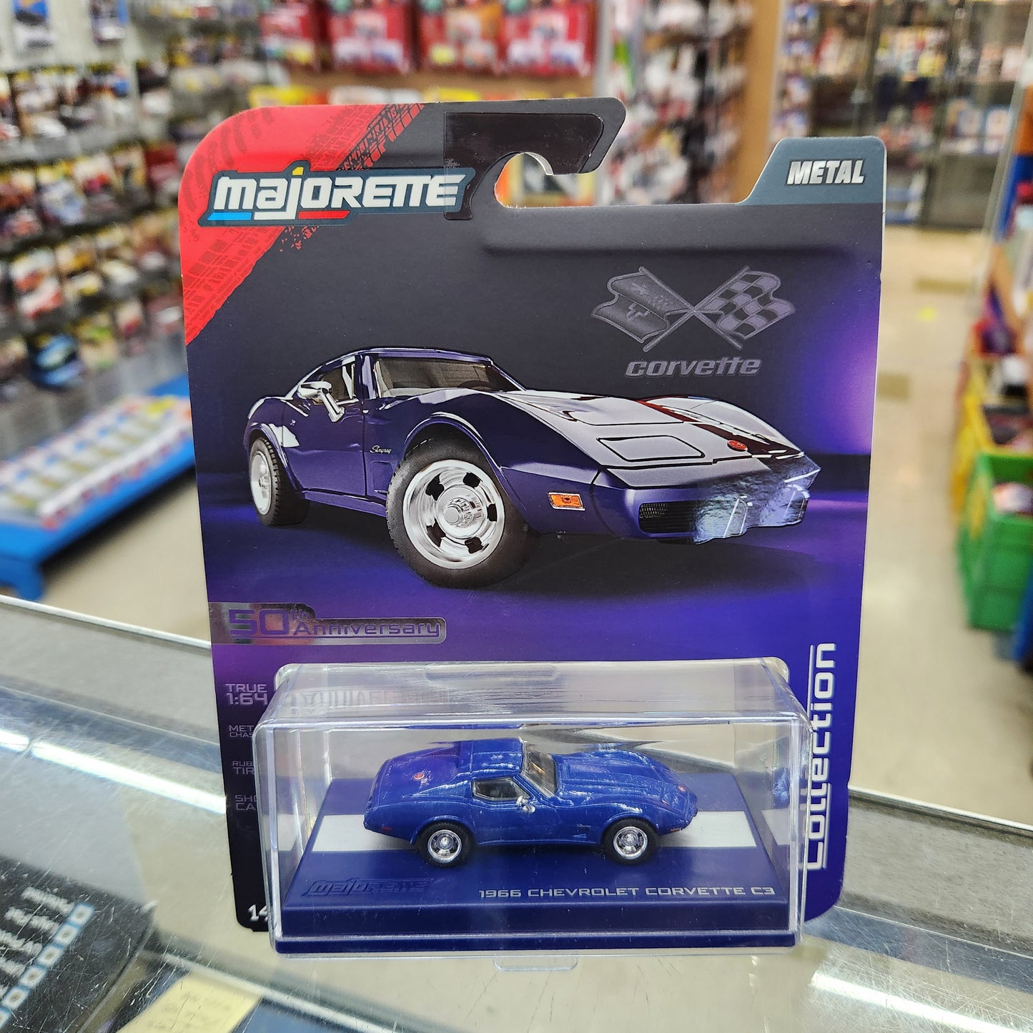 Majorette - Collection Series (Wave 5) - 1966 Chevrolet Corvette C3 (Royal Blue) - 1:64 Scale