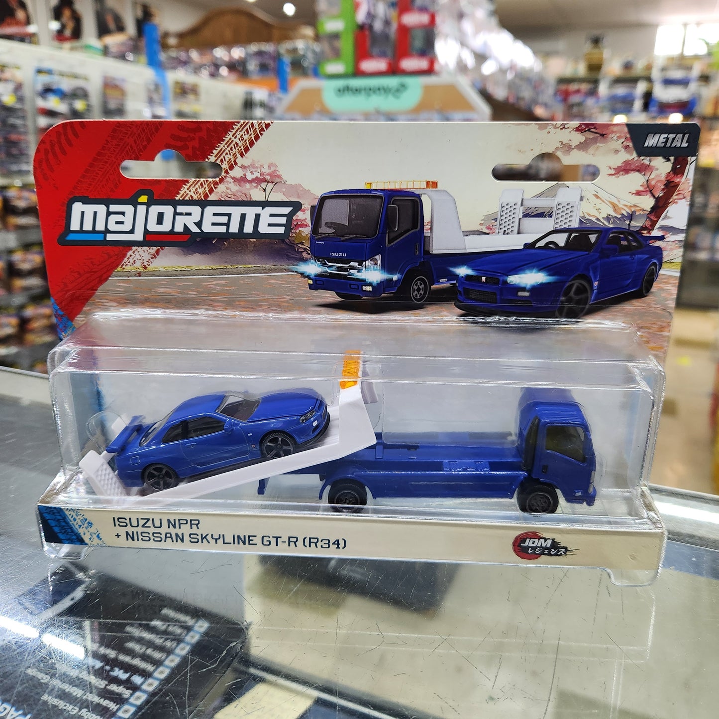 Majorette - JDM Legends Car Transporter - Nissan Syline GT-R (R34) + Isuzu NPR