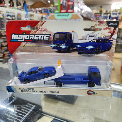 Majorette - JDM Legends Car Transporter - Nissan Syline GT-R (R34) + Isuzu NPR