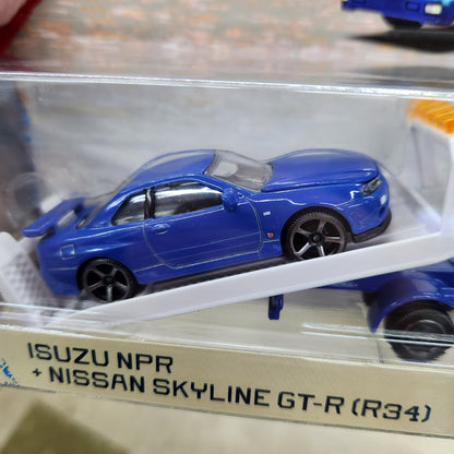 Majorette - JDM Legends Car Transporter - Nissan Syline GT-R (R34) + Isuzu NPR