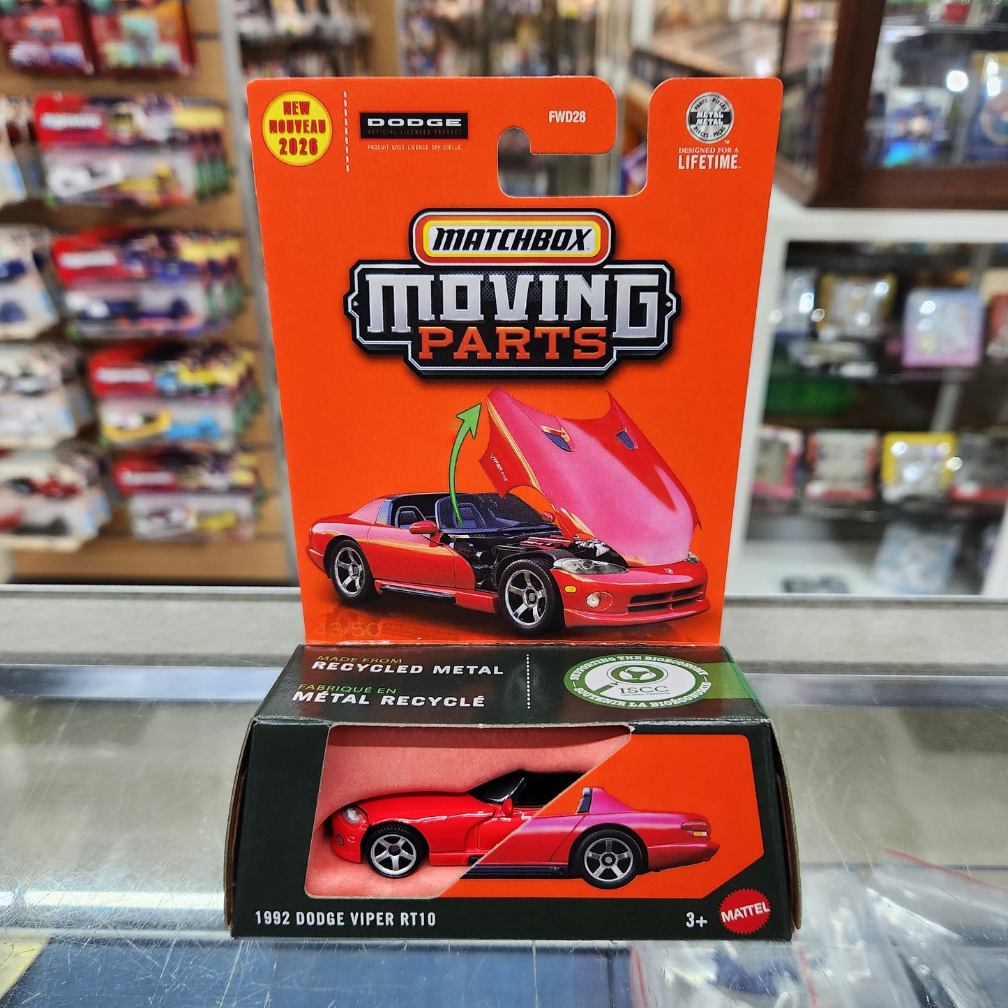 Matchbox - Moving Parts - 1992 Dodge Viper RT10 (Red) - 1:64 Scale