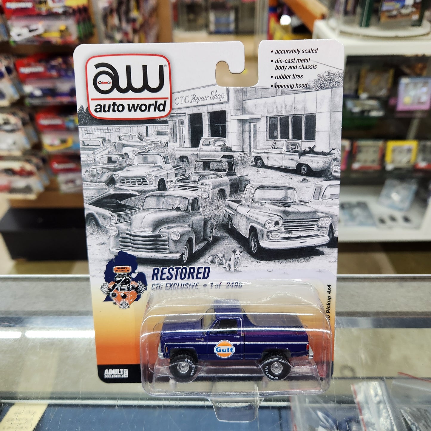 Auto World - 1978 K10 Pickup 4x4 (Gulf) 'Restored CTC Exclusive' - 1:64 Scale