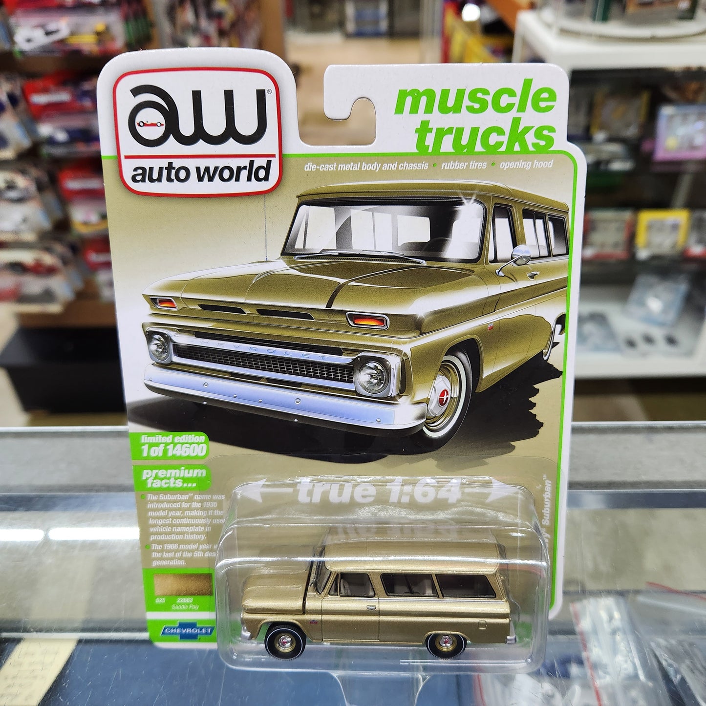 Auto World - 2021 Premium Series R3 Ver B. - 1966 Chevy Suburban (Gold) - 1:64 Scale