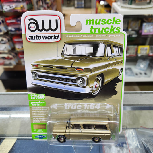 Auto World - 2021 Premium Series R3 Ver B. - 1966 Chevy Suburban (Gold) - 1:64 Scale