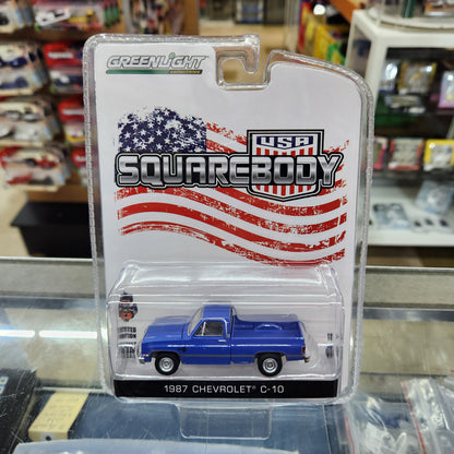 Greenlight - 1987 Chevrolet C-10 (Blue) Pickup 'USA Squarebody' - 1:64 Scale