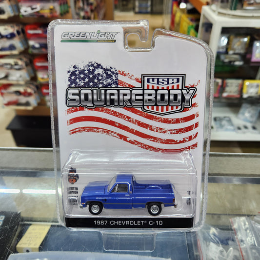 Greenlight - 1987 Chevrolet C-10 (Blue) Pickup 'USA Squarebody' - 1:64 Scale