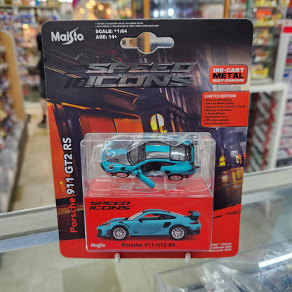Maisto - 'Speed Icons' - Porsche 911 GT2 R5 (Teal Blue) - 1:64 Scale