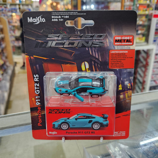 Maisto - 'Speed Icons' - Porsche 911 GT2 R5 (Teal Blue) - 1:64 Scale