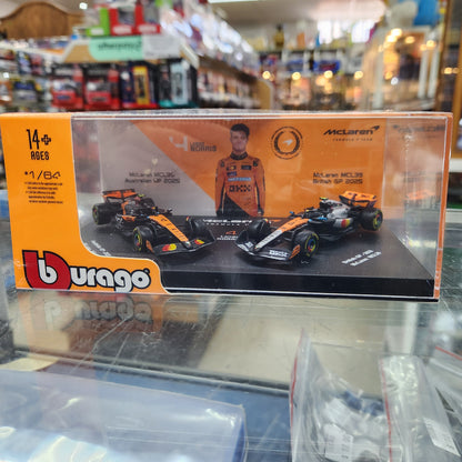 Bburago - 2025 McLaren F1 Formula 1 Team MCL39 - Twin Pack - #4 Lando Norris