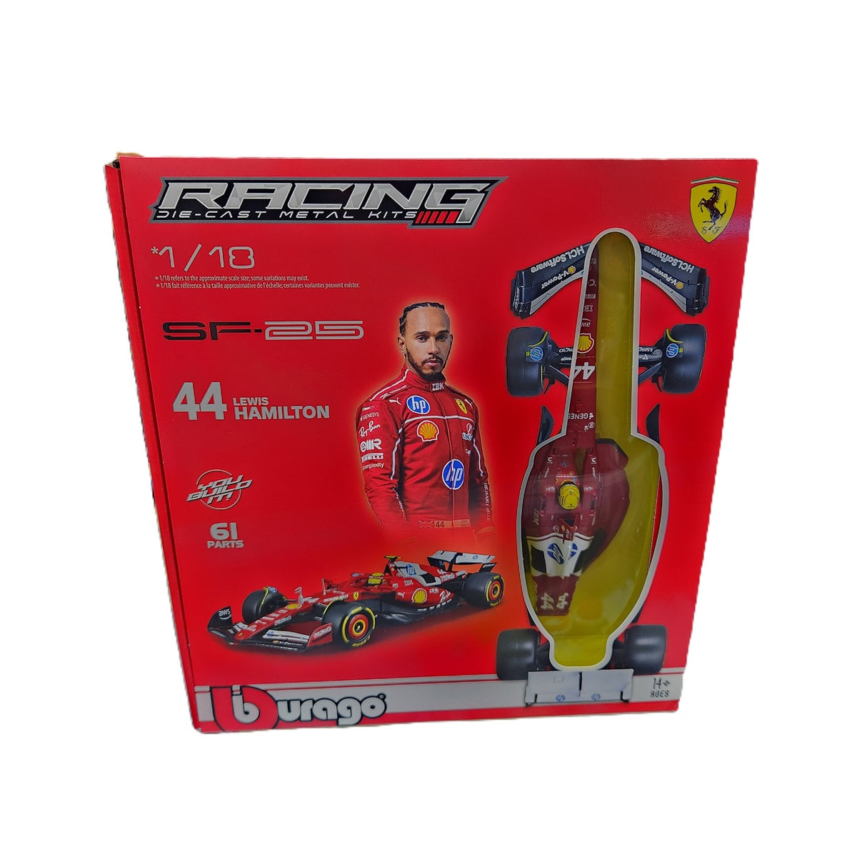 Bburago - Formula Racing - 2025 Ferrari F1 Formula 1 Team SF-25 Diecast Model Kit - #44 Lewis Hamilton