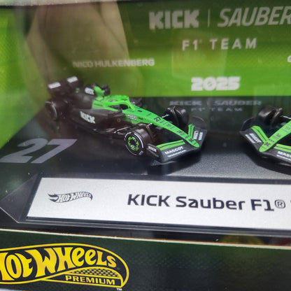 Hot Wheels Premium - 2025 Formula 1 KICK Sauber F1 Team - 2 Pack (Mix 2)