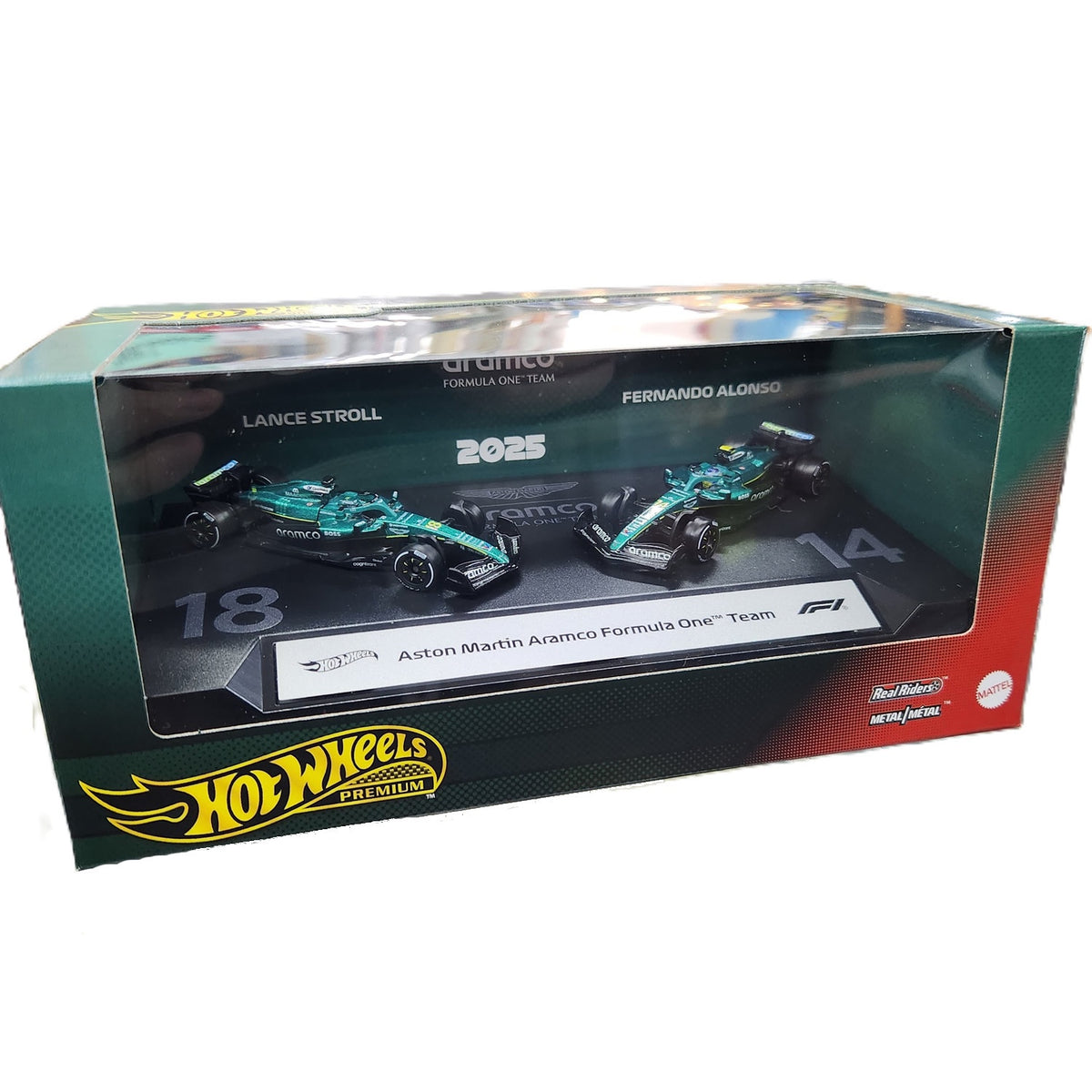 Hot Wheels Premium - 2025 Formula 1 F1 Aston Martin Aramco F1 Team - 2 Pack (2026 Mix 3)