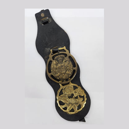 Vintage Horse Brass and Strap - Set of 2